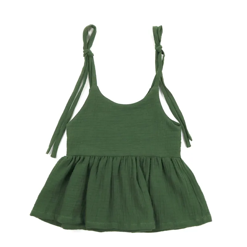 Лидер продаж с фабрики, платья для девочек, милая летняя кружевная рубашка без рукавов из органического муслина для маленьких девочек