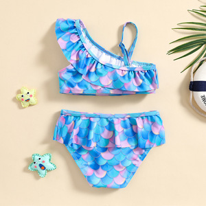Maillot de bain d'été en forme de <span class=keywords><strong>sirène</strong></span> imprimé drapeau américain pour filles Bikini écologique pour petite fille Maillot de bain deux pièces recyclé pour enfants - Product Image 5