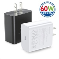 Cargador de Pared Súper Rápido HNT 60W PPS GaN, Adaptador de Corriente Tipo C PD PPS para Samsung Galaxy S24 Ultra S23 Plus iPad Pro iPhone