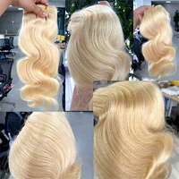 Extensions de cheveux blondes à clipser, 100% naturelles, double épaisseur, vierges russes Remy, cuticules alignées, sans couture, ombrées, 7 pièces, 24 pouces