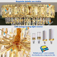 Lámpara de Araña Moderna de Cristal de Lujo y Luces Colgantes LED Regulables en 3 Colores, Lámpara de Techo Dorada para Dormitorio de Hotel