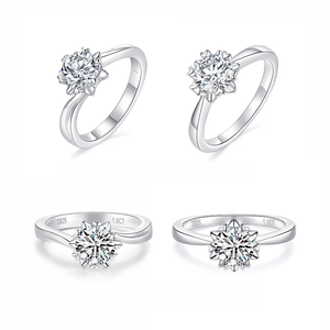 925 Sterling Silver D Color Moissanite pietra anello di fidanzamento per gli uomini delle donne - Product Image 1