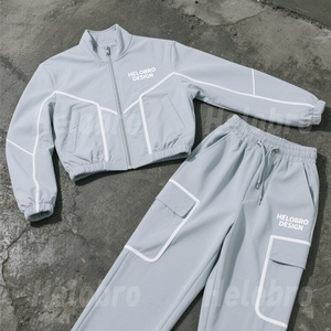 Completo Sportivo Unisex in Nylon con Zip, <span class=keywords><strong>Pantaloni</strong></span> Morbidi Effetto Stropicciato e Polsini Elastici, Giacca Antivento - Product Image 1