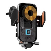 Support de téléphone portable pour voiture avec chargeur sans fil 15W, charge rapide, infrarouge, support de téléphone mobile pour voiture