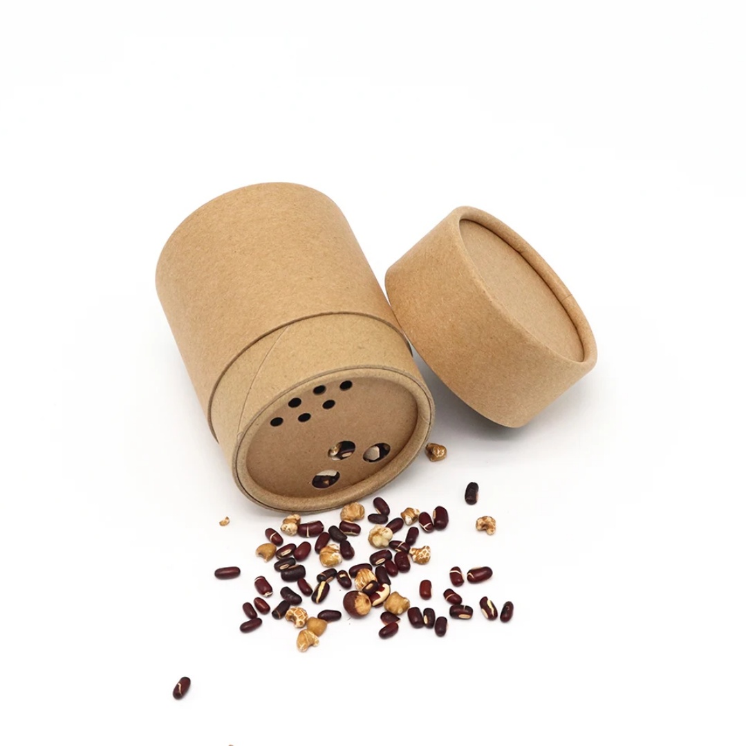 Biodegradable Eco-Friendly Food Grade Salt, Suger Seasonings and Spices Kraft Paper Tube with Recycled Materials