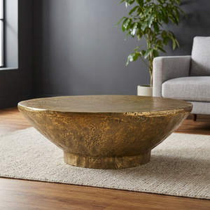 Mesa de Centro Redonda de Aluminio Hecha a Mano, Estilo Moderno y Contemporáneo, Acabado Duradero, Muebles para Sala de Estar - Product Image 6