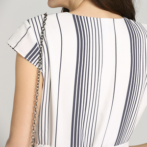 Verano de 2020 poliéster vertical con estampado de rayas de manga corta casual superposición <span class=keywords><strong>Oficina</strong></span> larga maxi <span class=keywords><strong>Vestido</strong></span> Mujer - Product Image 3