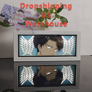 Attaque des Titans Levi Ackerman Boîte à Ombres LED Entrepôt US En Stock Expédition Aujourd'hui USA Lumière Bleue Fraîche Décoration Murale Anime 3D en Couches - Product Image 1