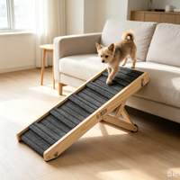 Rampe pliante en bois pour chien, rampe pour canapé, marches antidérapantes pour tapis, cadre de support triangulaire, poignée de transport portable, échelle pour animaux de compagnie d'intérieur