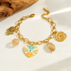 Fashionable Candy Color Heart Pendant Jewelry Set With Eye And Palm Charms Zinc Alloy Gift For Women - Product Image 3
