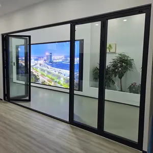 Aluminium Folding Door Price Bifold Patio Thermal Break Glass Bi-fold Door Exterior Patio Accordion Door