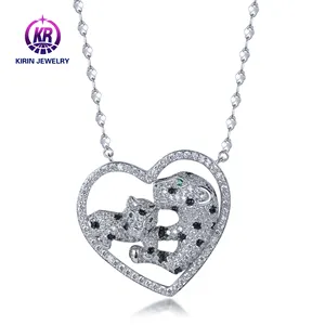 Luxury Women's 925 Sterling Silver Pendant Heart-Shape with Moissanite Cubic Zirconia & Gold Plating for Gift