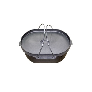 Cocotte en fonte ronde antiadhésive de 9,5 QT <span class=keywords><strong>pour</strong></span> l'extérieur, couleur personnalisable et compatible avec les cuisinières à gaz et à induction - Product Image 1