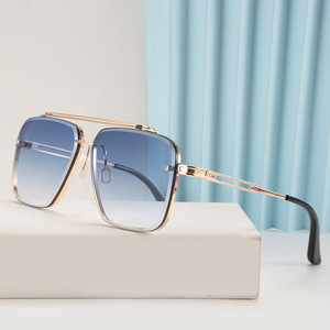 17302 Lunettes de soleil carrées à double pont en métal à bords coupés, style européen et américain, protection UV400, monture complète, pour hommes, nouveau modèle <span class=keywords><strong>2020</strong></span>, tendance urbaine - Product Image 1
