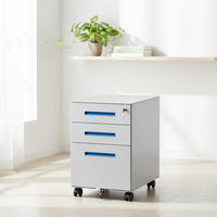 Archivador Móvil Moderno de Acero con 3 Cajones y Ruedas, con Cerradura, Ahorra Espacio, para Uso en Talleres y Hospitales