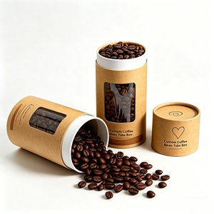 Custom Cylindrical Kraft <b>Paper</b> Packaging Tube Featuring Reliable Plastic Lid, Safe Storage Container For Coffee Beans Tea <b>Leaves</b> - Product Image 2