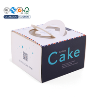 Boîte à gâteau personnalisée imprimée UV avec poignée, en papier alimentaire, emballage de boulangerie avec fenêtre transparente, portable, pour mousse d'anniversaire, pâtisserie, cadeau, OEM
