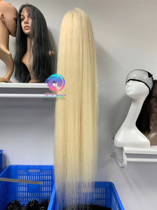 Perruque en dentelle complète HTHAIR de qualité supérieure, 40 pouces, 613, cheveux vierges bruts, pré-épilés, sans colle, perruque en cheveux humains en stock pour le style de la mannequin <span class=keywords><strong>Niki</strong></span> - Product Image 6