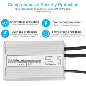 Alimentation LED 24V 12V IP67 étanche 500W, efficacité 80%, boîtier en aluminium, transfert d'énergie AC-DC pour éclairage LED - Product Image 3