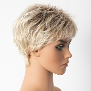 Perruque Courte Pré-coupée en Fibre Synthétique Premium en Gros, Perruques Futura, Perruque Mono en Cheveux Kanekalon, Perruque en Dentelle Monofilament pour Femmes - Product Image 4