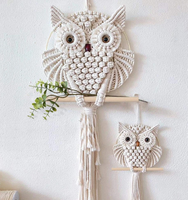 Vente Flash : Décoration Murale Nordique en Macramé Faite Main, Motif Hibou, Tissée, Rectangulaire Beige, pour la Maison