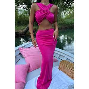 Conjunto de Vestidos Casuales Color Fucsia con Detalle Fruncido - Product Image 4