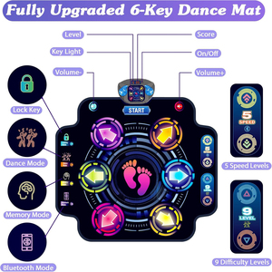 Alfombra <span class=keywords><strong>de</strong></span> Baile Mejorada <span class=keywords><strong>para</strong></span> Niños, Alfombra <span class=keywords><strong>de</strong></span> Baile Electrónica con Luces LED, Bluetooth Inalámbrico, 5 Velocidades, 9 Niveles, Juego Musical, Juguete <span class=keywords><strong>de</strong></span> Baile - Product Image 6
