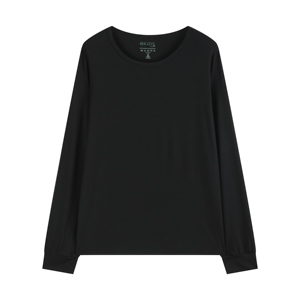 Pyjama confortable en fibre de bambou pour hommes Pyjama à col rond Haut long Noir pur à manches longues <span class=keywords><strong>Nuisette</strong></span> pour hommes - Product Image 1