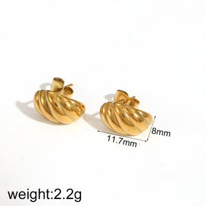 Huggie Earrings 18k <b>Gold</b> Plated Stainless Steel Minimalist Circular <b>Ring</b> Geometric Design Women Fashion Jewelry <b>Set</b> - Product Image 4