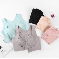 Soutien-gorge 2-en-1 monopièce à fermeture avant, en crochet, correcteur de posture, push-up, sculptant, bonnet 3/4, respirant, séchage rapide, sans couture, sexy, dos en U