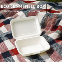 Bagasse de canne à sucre jetable 600ml avec logo personnalisé Boîte à lunch à clapet biodégradable écologique