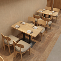 Ensemble de mobilier de restaurant personnalisé, mobilier de café commercial, chaises et table en bois massif et cuir
