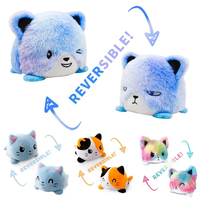 Peluche réversible personnalisée, orange arc-en-ciel, kawaii, jouet sensoriel anti-stress, peluche à retourner