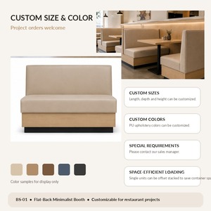 Asiento individual tapizado beige moderno para restaurante, sofá de café con respaldo plano y base de madera, mobiliario de comedor para hospitales en China. - Product Image 4