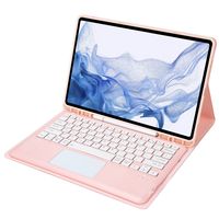 Untuk Samsung Tab S8 Plus X800 S8 +/S7 Plus T970/S7 FE T730 Tab S6 Lite Baki Pena dengan Sentuhan Sarung Keyboard Gigi Biru Dapat Dilepas