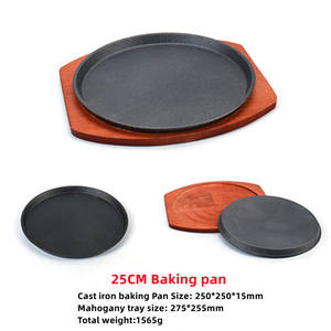 Горячая распродажа, сковорода для жарки, стейк из чугуна с деревянной основой - Product Image 3