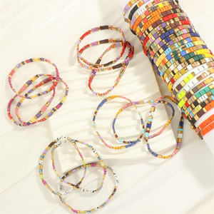 Boho Miyuki Verre Tila Bracelet Perlé Empilable Fait Main Facile à mettre et à enlever Stretch Beach Flat Bracelet - Product Image 4