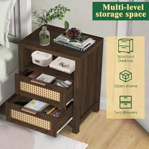 Imitation rattan bedside table, home bedroom, <b>small</b> apartment, simple solid wood storage <b>cabinet</b>, new creative shelf - Product Image 3