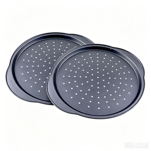 Russell Hobbs COMBO-5447 Lot de 2 plaques de cuisson perforées antiadhésives pour pizza 37 cm sans PFOA en acier inoxydable bleu marbre Nightfall - Product Image 1