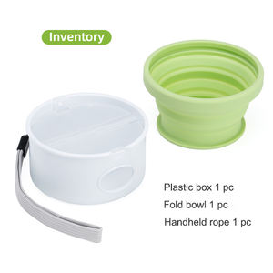 Taşınabilir silikon köpek su kasesi çevre dostu katlanabilir açık Pet seyahat yiyecek kasesi otomatik özellik katı desen - Product Image 2