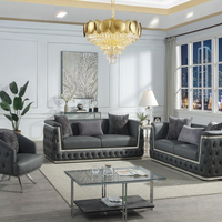 Ensemble de canapé d'angle carré moderne en tissu rembourré en mousse avec fauteuil pivotant et pieds en acier inoxydable pour un confort moelleux dans le salon