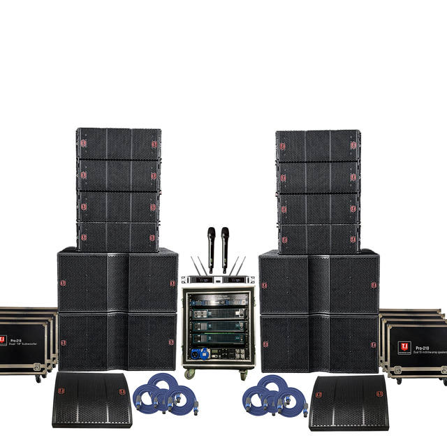 High-end Professional Waterproof Bis Bass Speaker Double 10 Inch Two Way Audio Line Array System Speakers Set