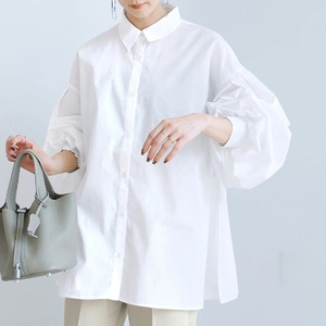 Nouvelle <span class=keywords><strong>Blouse</strong></span> Femme Printemps-Automne Tendance Coupe Ample Manches Longues Lanternes Chemise Décontractée Chic Couleur Unie - Product Image 3
