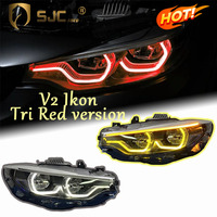 Accesorios para Automóviles SJC para BMW Serie 4 F32 M4 F82 F80 2013-2017 V3, Luces Delanteras LED Tricolor Amarillo, Blanco y Rojo, Estilo Ikon V2