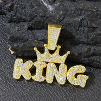 Collier chaîne cubaine Iced Out avec pendentif couronne KING en strass, bijoux Hip Hop Bling style rappeur, cadeau de fête