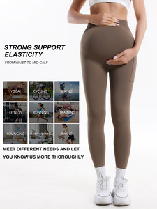 Leggings de maternité sans coutures avec poches, effet push-up, taille haute, <span class=keywords><strong>pour</strong></span> la grossesse et le yoga - Product Image 5