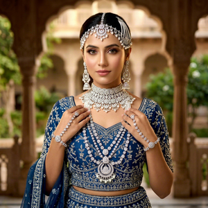 Elegant High Quality Gold Plated Bridal Engagement Wedding Anniversary Party Gift Ethnic Fashion Rhodium Plated Jewelry <b>Set</b> - Product Image 1