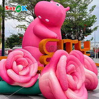 Sayok Gonflable Rose Fleurs Décoration Led Lumineux Géant Roses Fleur avec Souffleur D'air
