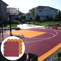 Birbirine fayans arka bahçesinde açık 3x 3 basketbol sahası döşemesi karoları mat spor sahası için