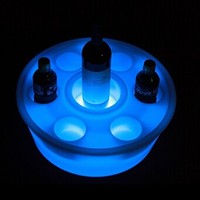 Plateau flottant rond pour boissons, 7 compartiments, en plastique, avec éclairage LED, porte-gobelets